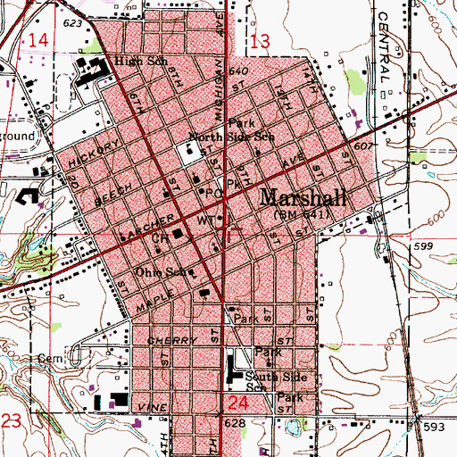 Topographic Map of Marshall Police Department, IL