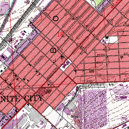 Topographic Map of Granite City Police Department, IL