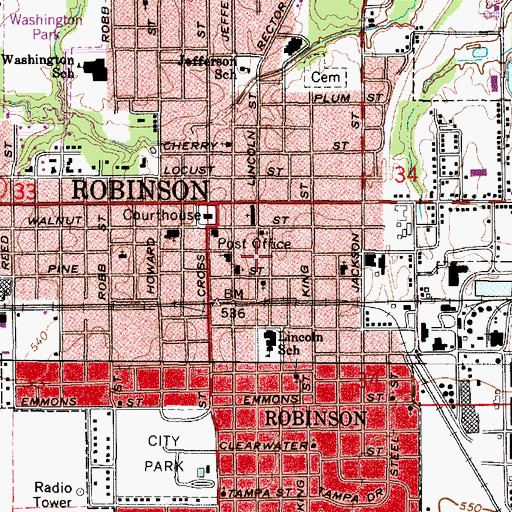 Topographic Map of Robinson Police Department, IL