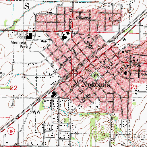 Topographic Map of Nokomis Police Department, IL