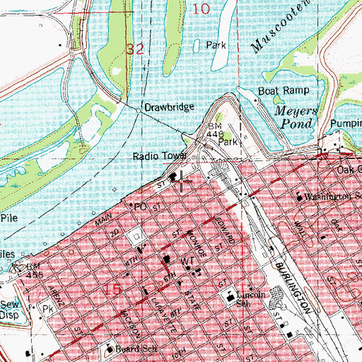 Topographic Map of Beardstown Police Department, IL