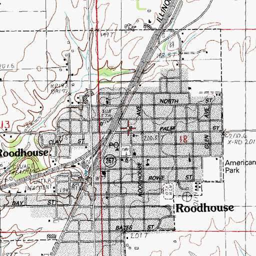 Topographic Map of Roodhouse Police Department, IL