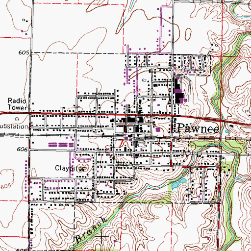 Topographic Map of Pawnee Police Department, IL