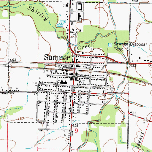 Topographic Map of Sumner Police Department, IL