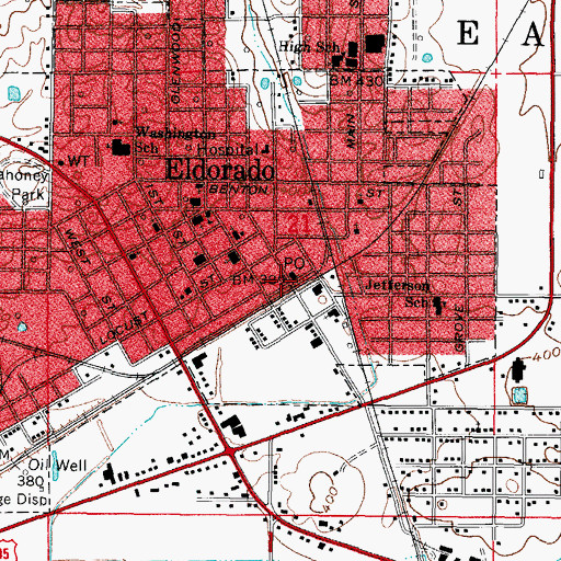Topographic Map of Eldorado Police Department, IL