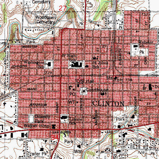 Topographic Map of Dewitt County Sheriff's Office, IL