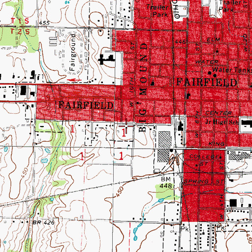 Topographic Map of Fairfield Police Department, IL