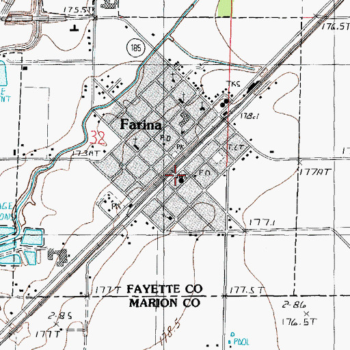 Topographic Map of Farina Village Police Department, IL