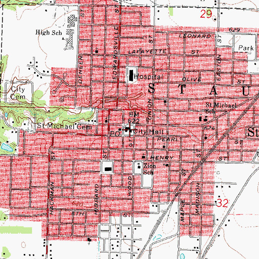 Topographic Map of Staunton Police Department, IL