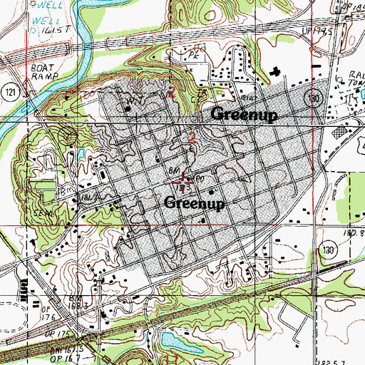 Topographic Map of Greenup Police Department, IL