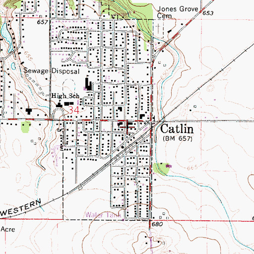Topographic Map of Catlin Police Department, IL