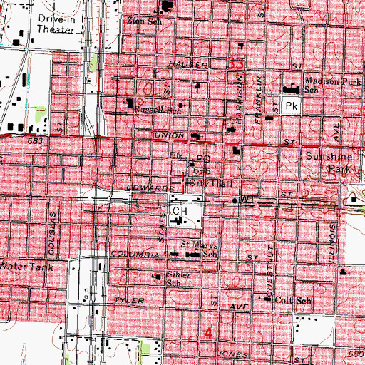 Topographic Map of Litchfield Police Department, IL
