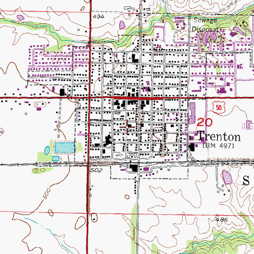 Topographic Map of Trenton Police Department, IL