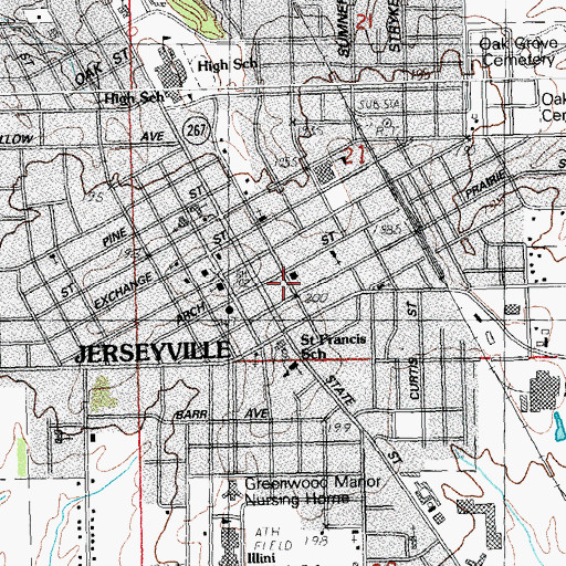 Topographic Map of Jerseyville Police Department, IL