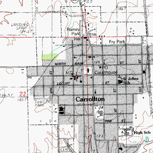 Topographic Map of Carrollton Police Department, IL