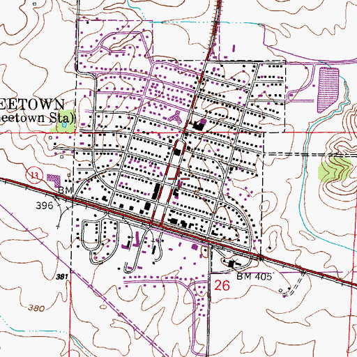 Topographic Map of Shawneetown Police Department, IL