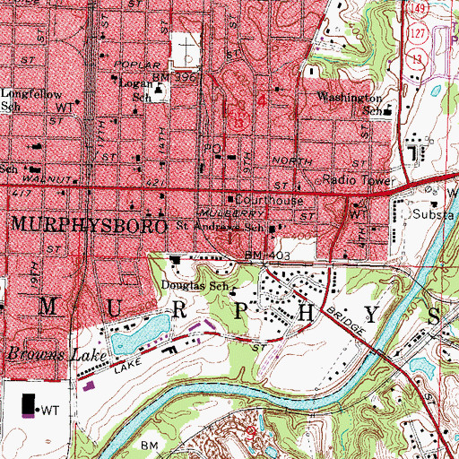 Topographic Map of Jackson County Sheriff's Department, IL