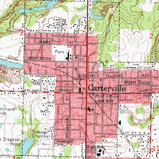 Topographic Map of Carterville Police Department, IL