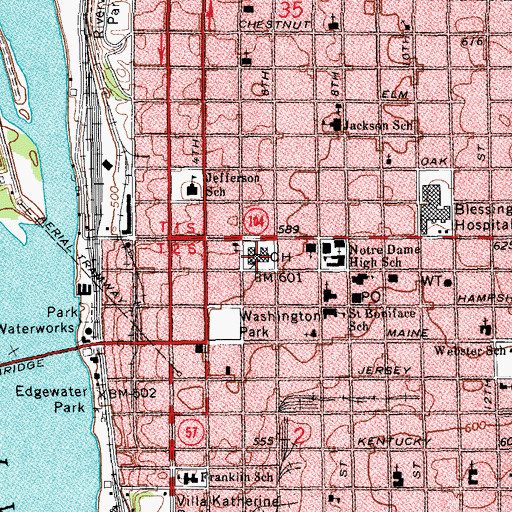 Topographic Map of Adams County Sheriff, IL
