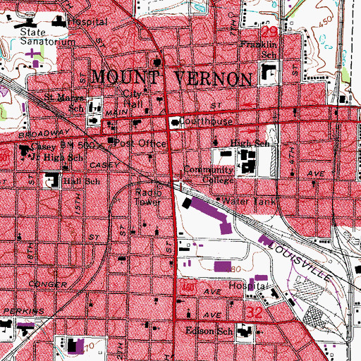 Topographic Map of Jefferson County Sheriff's Office, IL