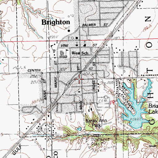 Topographic Map of Brighton Village Police Department, IL
