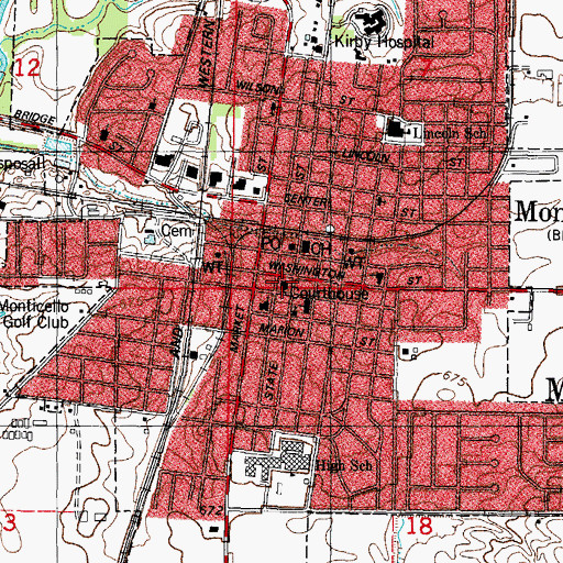 Topographic Map of Piatt County Sheriff's Office, IL