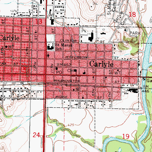 Topographic Map of Clinton County Sheriff's Office, IL