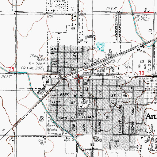 Topographic Map of Arthur Police Department, IL