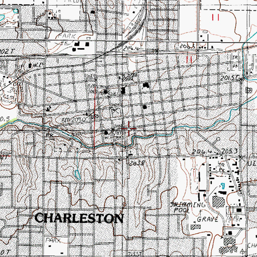 Topographic Map of Coles County Sheriff's Office, IL
