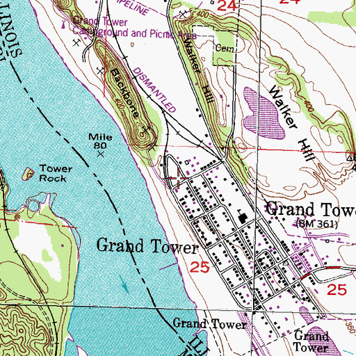 Topographic Map of Grand Tower Police Department, IL