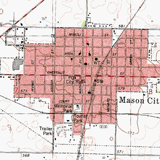 Topographic Map of Mason Police Department, IL
