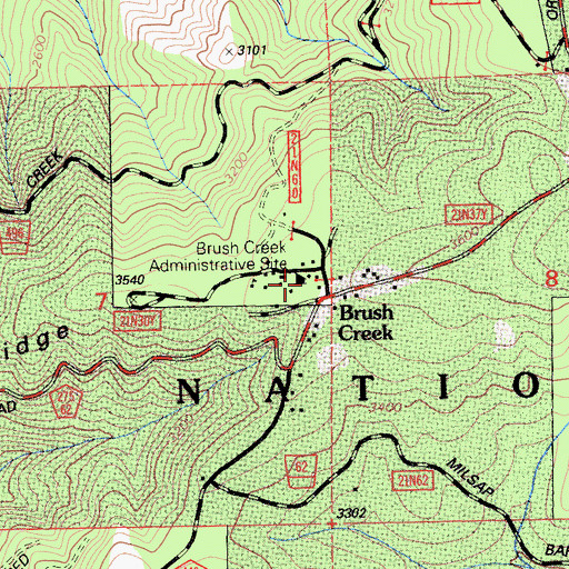 Topographic Map of Brush Creek Administrative Site, CA
