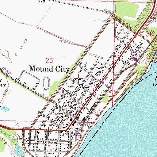 Topographic Map of Pulaski County Sheriff's Office, IL