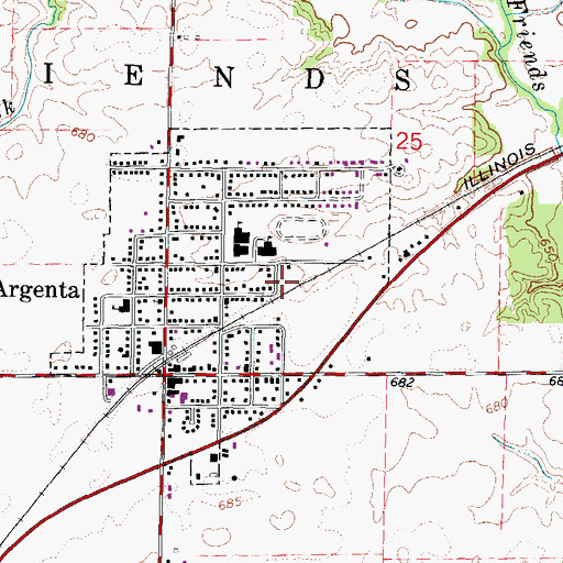 Topographic Map of Argenta Police Department, IL