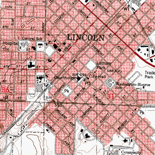 Topographic Map of Logan County Sheriff's Office, IL