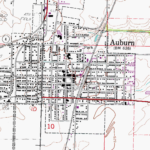 Topographic Map of Auburn Police Department, IL