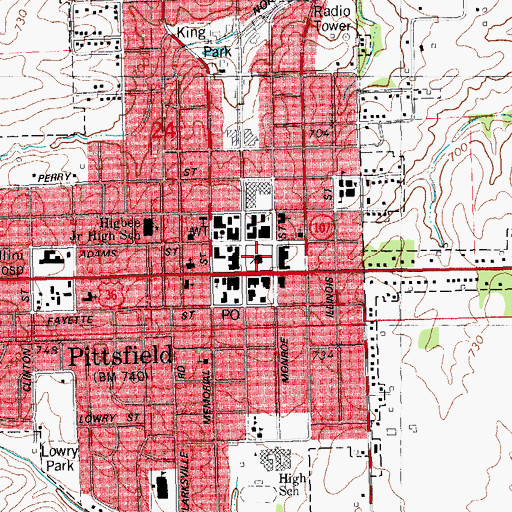 Topographic Map of Pike County Sheriff's Office, IL