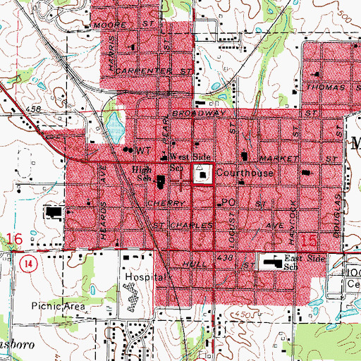 Topographic Map of McLeansboro Police Department, IL