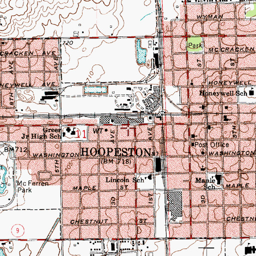 Topographic Map of Hoopeston Police Dept, IL