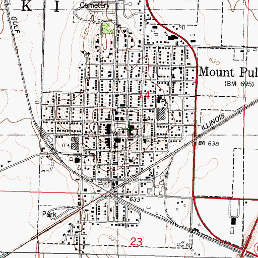 Topographic Map of Mount Pulaski Police Department, IL