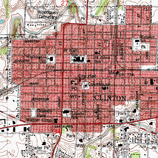 Topographic Map of Clinton Police Department, IL