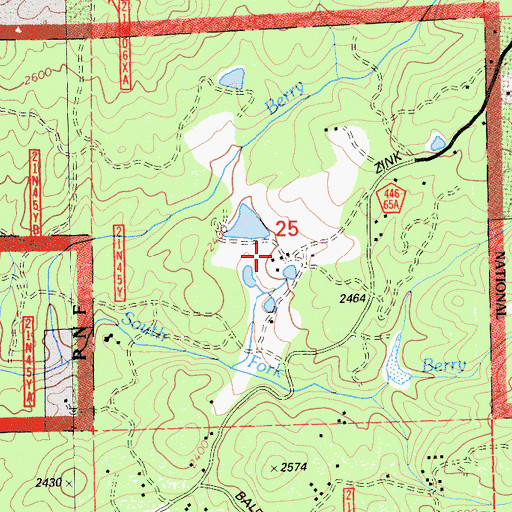 Topographic Map of Zink Ranch, CA