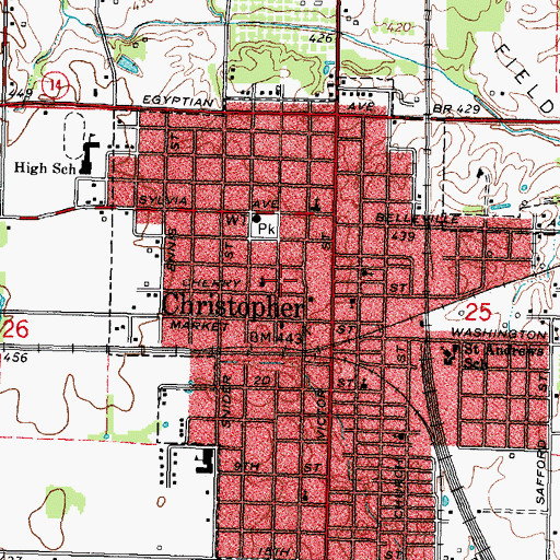 Topographic Map of Christopher Police Department, IL
