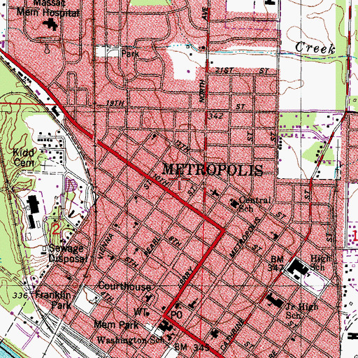 Topographic Map of Metropolis Police Department, IL