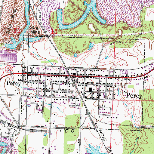 Topographic Map of Percy Police Department, IL