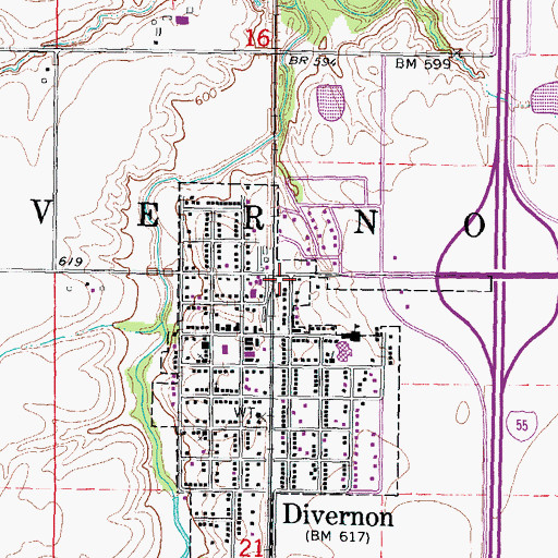 Topographic Map of Divernon Police Department, IL