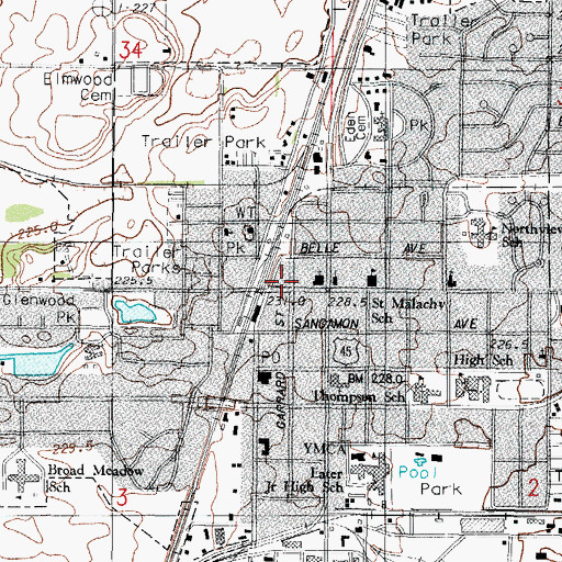 Topographic Map of Rantoul Police Department, IL