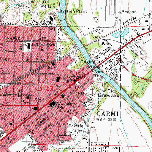 Topographic Map of White County Sheriff's Office, IL