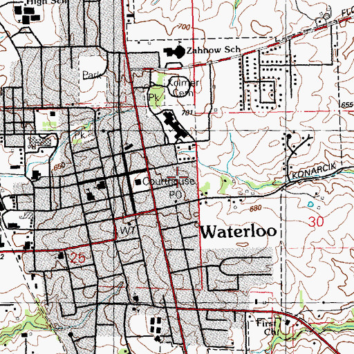 Topographic Map of Monroe County Sheriffs Department, IL