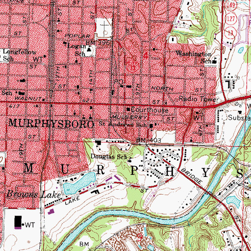 Topographic Map of Jackson County Jail, IL